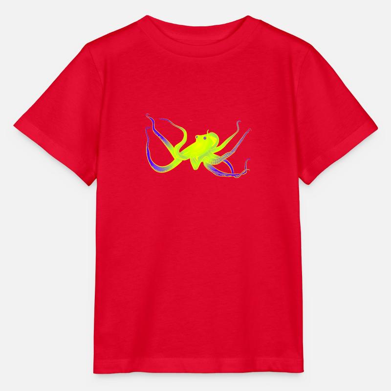 Néon Octopus - T-shirt bio MINI CREATOR Stanley/Stella Enfant - rouge