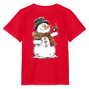 Schneemann Weihnachtsmarkt Winter Leckereien - Stanley/Stella Kinder T-Shirt MINI CREATOR  - Rot - Vorne - Jaiden (125cm)