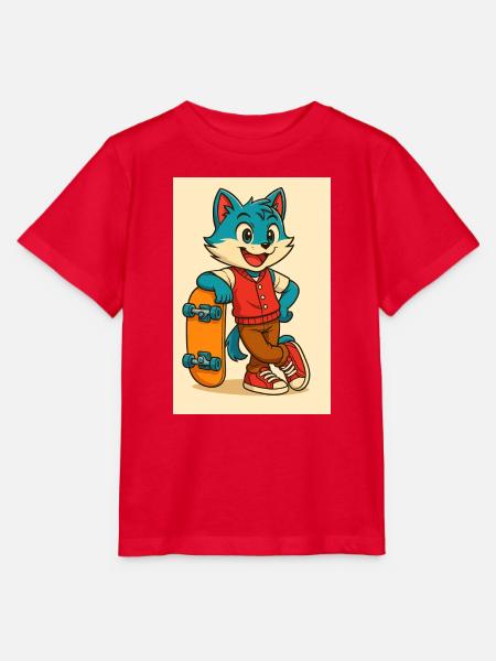 Scooter Fox mit Skateboard - Stanley/Stella Kinder T-Shirt MINI CREATOR - Rot