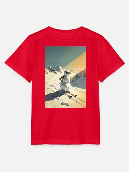 Skiing Snowman - Stanley/Stella Kinder T-Shirt MINI CREATOR  - Rot
