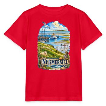 Nesmersiel Küstenidylle: Hafen & Dünen - Stanley/Stella Kinder T-Shirt MINI CREATOR  - Rot - Vorne - Jaiden (125cm)