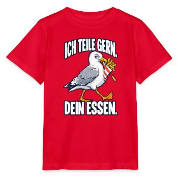 Ich teile gern – dein Essen – Möwe - Stanley/Stella Kinder T-Shirt MINI CREATOR  - Rot - Vorne - Jaiden (125cm)