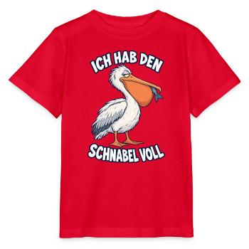 Ich hab den Schnabel voll – Pelikan - Stanley/Stella Kinder T-Shirt MINI CREATOR  - Rot - Vorne - Jaiden (125cm)