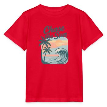 Chase the Sun Surf Sunset - Stanley/Stella Kinder T-Shirt MINI CREATOR  - Rot - Vorne - Jaiden (125cm)