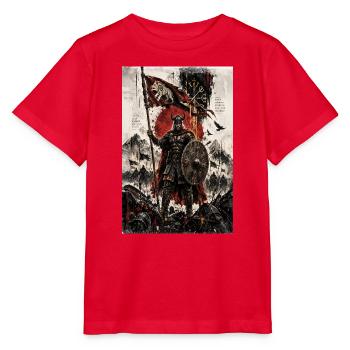 Wikingerkriegsherr mit Rotem Banner - Stanley/Stella Kinder T-Shirt MINI CREATOR  - Rot - Vorne - Jaiden (125cm)