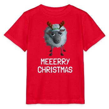 Meeerry Christmas Schaf - Mit Rentiergeweih - Stanley/Stella Kinder T-Shirt MINI CREATOR  - Rot - Vorne - Jaiden (125cm)