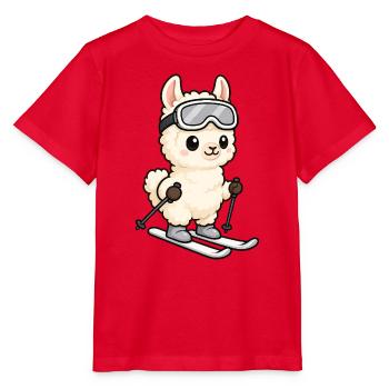 Lama Alpaka Kawaii Skifahrer Cartoon - Stanley/Stella Kinder T-Shirt MINI CREATOR  - Rot - Vorne - Jaiden (125cm)
