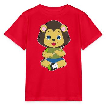 Lion Musician Flute Music - Stanley/Stella MINI CREATOR Kids’ T-Shirt - red - Front - Jaiden (125cm)