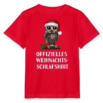 Offizielles Weihnachts-Schlafshirt - Eule wach - Stanley/Stella Kinder T-Shirt MINI CREATOR  - Rot - Vorne - Jaiden (125cm)