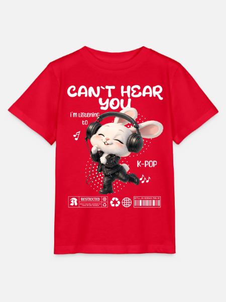 Un lapin K-Pop avec des écouteurs - T-shirt bio MINI CREATOR Stanley/Stella Enfant - rouge