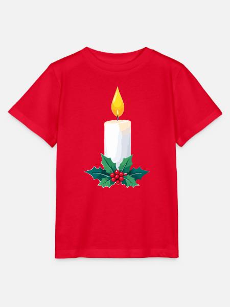 Weihnachtskerze & Stechpalme - Stanley/Stella Kinder T-Shirt MINI CREATOR - Rot