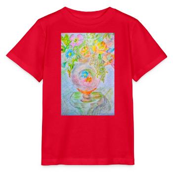 Runde Vase mit verschiedenen Blumen - Stanley/Stella Kinder T-Shirt MINI CREATOR  - Rot - Vorne - Jaiden (125cm)