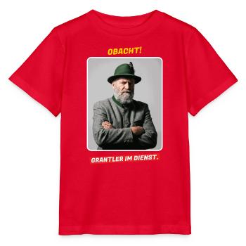 Obacht! Grantler im Dienst - Bayern Spruch - Stanley/Stella Kinder T-Shirt MINI CREATOR  - Rot - Vorne - Jaiden (125cm)