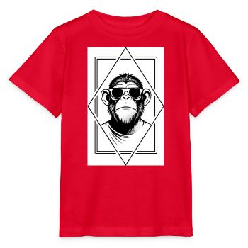 Minimalistischer Affentyp — Schlank, geometrisch, verspielt - Stanley/Stella Kinder T-Shirt MINI CREATOR  - Rot - Vorne - Jaiden (125cm)