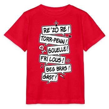 Bretonisches Fluchen, die Grundlagen - Stanley/Stella Kinder T-Shirt MINI CREATOR  - Rot - Vorne - Jaiden (125cm)