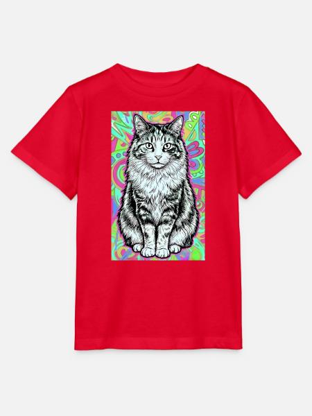 Katze - Stanley/Stella Kinder T-Shirt MINI CREATOR  - Rot