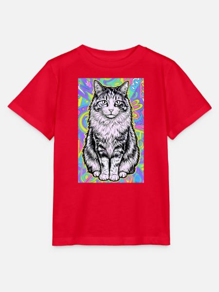 Katze - Stanley/Stella Kinder T-Shirt MINI CREATOR - Rot