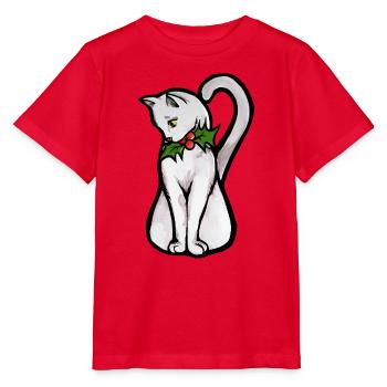 Winter-Stechpalmenkatzen-Aquarell - Stanley/Stella Kinder T-Shirt MINI CREATOR  - Rot - Vorne - Jaiden (125cm)