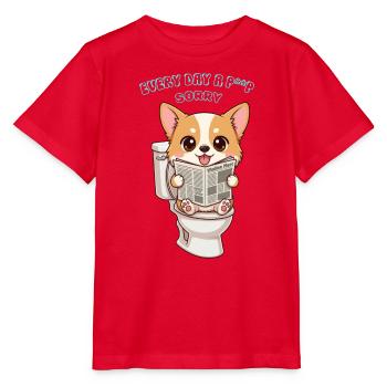 Corgi-Nachrichtensprecher über das Design eines niedlichen Hundes auf der Toilette - Stanley/Stella Kinder T-Shirt MINI CREATOR  - Rot - Vorne - Jaiden (125cm)