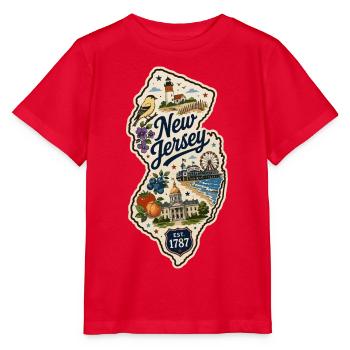 New Jersey Garden State Vintage Reiseaufkleber - Stanley/Stella Kinder T-Shirt MINI CREATOR  - Rot - Vorne - Jaiden (125cm)