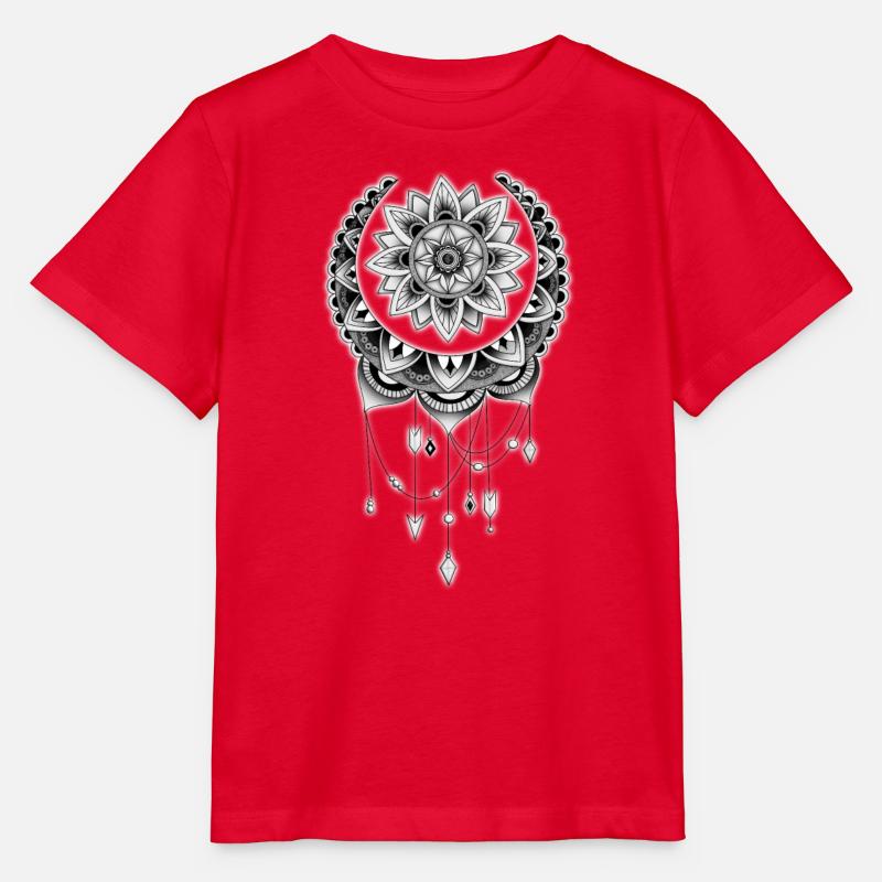 Mandala Dreamcatcher Noir et Blanc - T-shirt bio MINI CREATOR Stanley/Stella Enfant - rouge