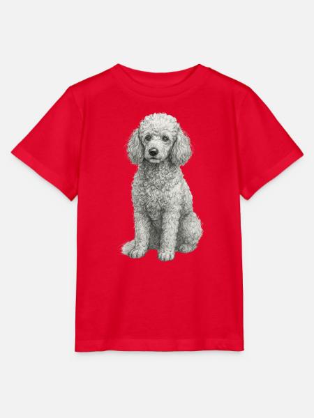 Pudel Hund im Handzeichnungsstil - Stanley/Stella Kinder T-Shirt MINI CREATOR  - Rot