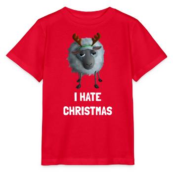 I hate Christmas Schaf - Weihnachtsmuffel Geweih - Stanley/Stella Kinder T-Shirt MINI CREATOR  - Rot - Vorne - Jaiden (125cm)