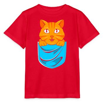 tabby cat - Stanley/Stella MINI CREATOR Kids’ T-Shirt - red - Front - Jaiden (125cm)