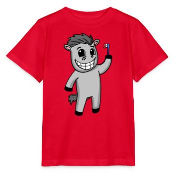 Esel Zähne putzen - Stanley/Stella Kinder T-Shirt MINI CREATOR  - Rot - Vorne - Jaiden (125cm)
