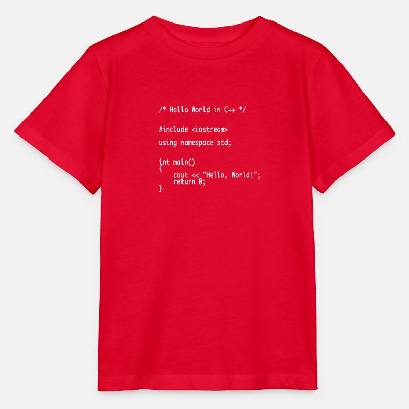 Hello World C++ Programmer Nerd Shirt - Stanley/Stella Kinder T-Shirt MINI CREATOR - Rot