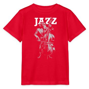 Jazz Monkey spielt Kontrabass - Stanley/Stella Kinder T-Shirt MINI CREATOR  - Rot - Vorne - Jaiden (125cm)
