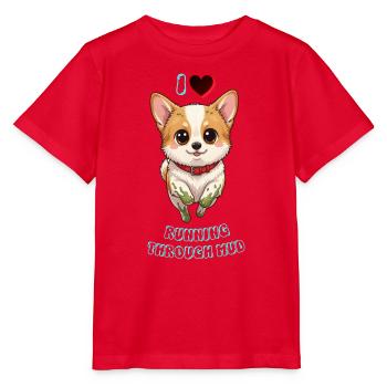 Mud Splash Corgi Joy Süßes Hundedesign - Stanley/Stella Kinder T-Shirt MINI CREATOR  - Rot - Vorne - Jaiden (125cm)