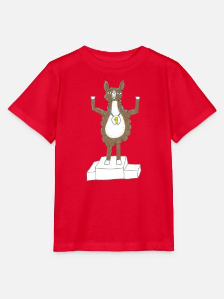 Lama mit Medaille auf Siegerpodest - Stanley/Stella Kinder T-Shirt MINI CREATOR - Rot