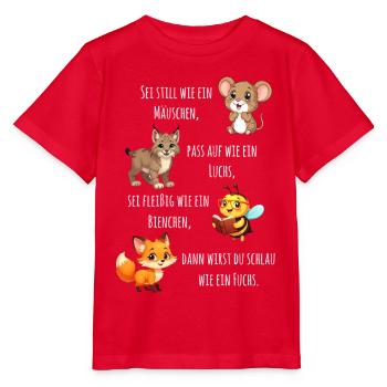 Schlau wie ein Fuchs - Motivation Einschulung  - Stanley/Stella Kinder T-Shirt MINI CREATOR  - Rot - Vorne - Jaiden (125cm)