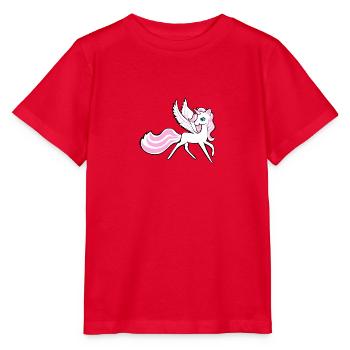 Licorne licorne cheval Pégase - poney avec des ailes - T-shirt bio MINI CREATOR Stanley/Stella Enfant - rouge - Devant - Jaiden (125cm)