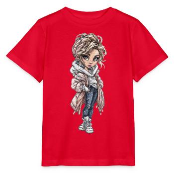 Manteau tricoté d’héroïne d’hiver - T-shirt bio MINI CREATOR Stanley/Stella Enfant - rouge - Devant - Jaiden (125cm)