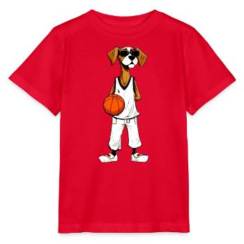 Basketball Hund - Stanley/Stella Kinder T-Shirt MINI CREATOR  - Rot - Vorne - Jaiden (125cm)