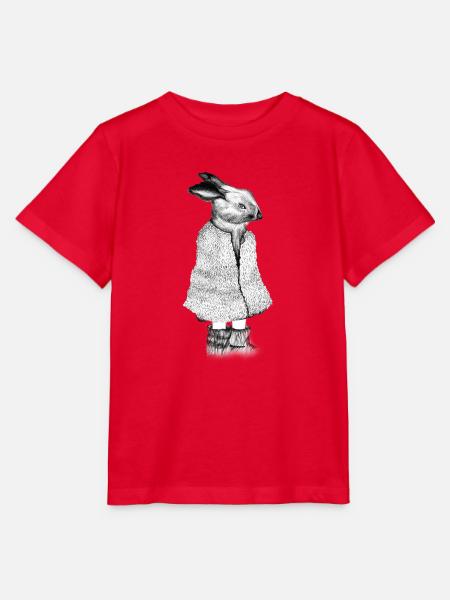 Hase gezeichnet im Mantel, schwarz-weiß - Stanley/Stella Kinder T-Shirt MINI CREATOR - Rot