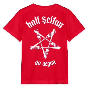 Hail Seitan - Go Vegan 1.1 - Stanley/Stella MINI CREATOR Kids’ T-Shirt - red - Front - Jaiden (125cm)