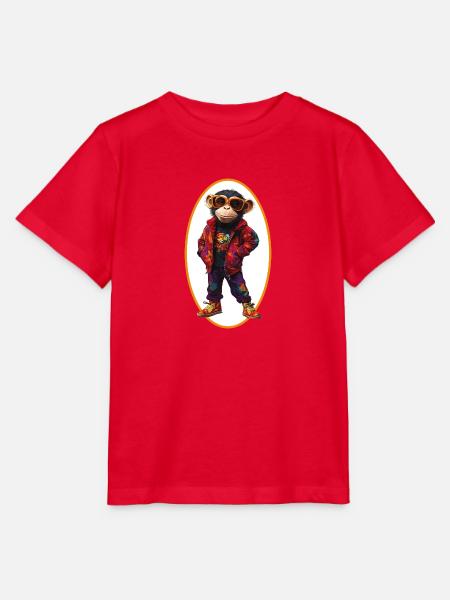 Schimpanse - Stanley/Stella Kinder T-Shirt MINI CREATOR - Rot