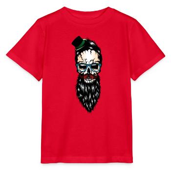 Kopf des bärtigen Barthut-Schnurrbartes des Todes Hipster - Stanley/Stella Kinder T-Shirt MINI CREATOR  - Rot - Vorne - Jaiden (125cm)