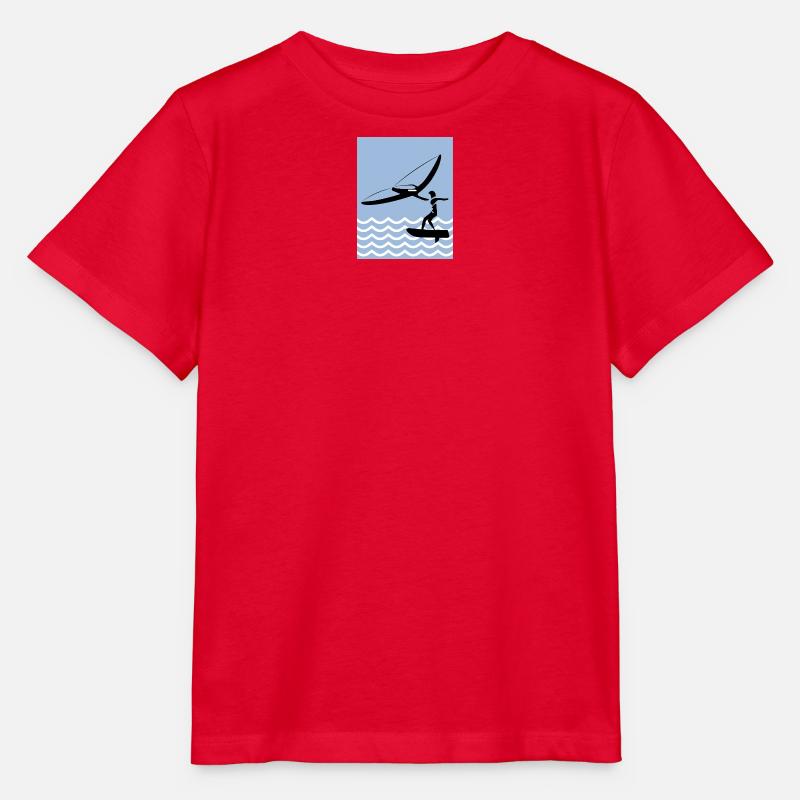 Silhouette de wingfoil en bord de mer - T-shirt bio MINI CREATOR Stanley/Stella Enfant - rouge