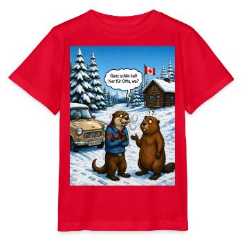 Otta, wa? – Lustiges Ottawa Otter Wortspiel - Stanley/Stella Kinder T-Shirt MINI CREATOR  - Rot - Vorne - Jaiden (125cm)
