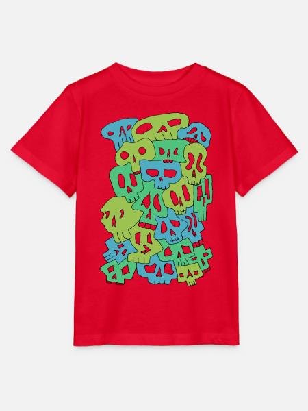 Skulls (Greens, transparente Augen) - Stanley/Stella Kinder T-Shirt MINI CREATOR - Rot