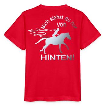 Reiterin Galopp - Mich siehst du nur von hinten - Stanley/Stella Kinder T-Shirt MINI CREATOR  - Rot - Hinten - Jaiden (125cm)