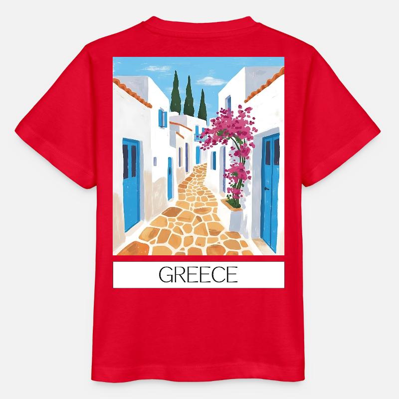 Chemin routier grec bleu & blanc - T-shirt bio MINI CREATOR Stanley/Stella Enfant - rouge