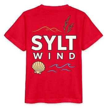 Sylt Wind North Sea Island Motif with Sea & Dunes - Stanley/Stella MINI CREATOR Kids’ T-Shirt - red - Back - Jaiden (125cm)