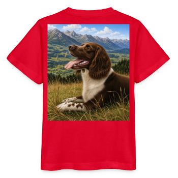 Berglandschaft Hundportrait - Stanley/Stella Kinder T-Shirt MINI CREATOR  - Rot - Hinten - Jaiden (125cm)