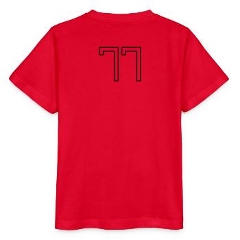 Numéro 77 (Style Université) - T-shirt bio MINI CREATOR Stanley/Stella Enfant - rouge - Dos - Jaiden (125cm)