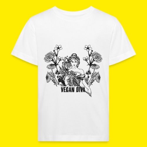 Vegan Diva - dame med blomster - Organic t-shirt til børn